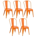 Kit 5 Cadeiras de jantar Iron Tolix com design industrial - Laranja