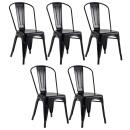 Kit 5 Cadeiras de jantar Iron Tolix com design industrial - Preto Semibrilho