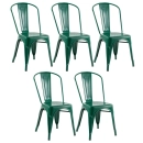 Kit 5 Cadeiras de jantar Iron Tolix com design industrial - Verde Escuro