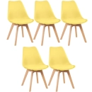 Kit 5 Cadeiras de jantar Leda com assento estofado e design moderno - Amarelo