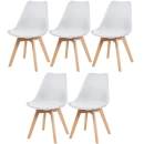 kit 5 Cadeiras de jantar Leda com assento estofado e design moderno - Branco
