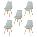 Kit 5 Cadeiras de jantar Leda com assento estofado e design moderno - Cinza claro