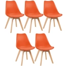 Kit 5 Cadeiras de jantar Leda com assento estofado e design moderno - Laranja