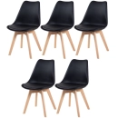 Kit 5 Cadeiras de jantar Leda com assento estofado e design moderno - Preto