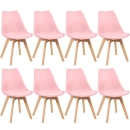 Kit 5 Cadeiras de jantar Leda com assento estofado e design moderno - Rosa claro