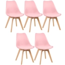 Kit 5 Cadeiras de jantar Leda com assento estofado e design moderno - Rosa claro