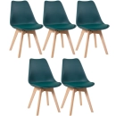 Kit 5 Cadeiras de jantar Leda com assento estofado e design moderno - Verde escuro