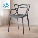 Kit 5 Cadeiras de jantar Master Allegra Design Moderno em Polipropileno - Cinza escuro