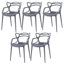 Kit 5 Cadeiras de jantar Master Allegra Design Moderno em Polipropileno - Cinza escuro