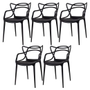 Kit 5 Cadeiras de jantar Master Allegra Design Moderno em Polipropileno - Preto