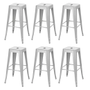 Kit 6 Banquetas alta para bancada Iron Tolix 76 cm - Prata