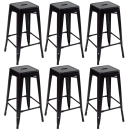 Kit 6 Banquetas alta para bancada Iron Tolix 76 cm - Preto semibrilho