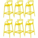 Kit 6 Banquetas alta para bancada Master Allegra em Polipropileno 78 cm - Amarelo