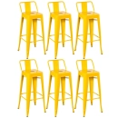 Kit 6 banquetas altas para bancada Iron Tolix com encosto 76 cm – Amarelo