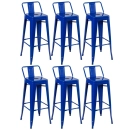 Kit 6 banquetas altas para bancada Iron Tolix com encosto 76 cm – Azul escuro