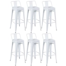 Kit 6 banquetas altas para bancada Iron Tolix com encosto 76 cm – Branco