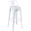 Kit 6 banquetas altas para bancada Iron Tolix com encosto 76 cm – Branco
