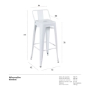 Kit 6 banquetas altas para bancada Iron Tolix com encosto 76 cm – Branco