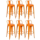 Kit 6 banquetas altas para bancada Iron Tolix com encosto 76 cm – Laranja