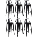 Kit 6 banquetas altas para bancada Iron Tolix com encosto 76 cm – Preto Semibrilho