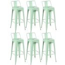 Kit 6 banquetas altas para bancada Iron Tolix com encosto 76 cm – Verde Claro