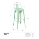 Kit 6 banquetas altas para bancada Iron Tolix com encosto 76 cm – Verde Claro