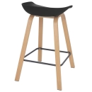 Kit 6 Banquetas média para bancada Cassia com base de madeira 66 cm - Preto