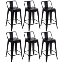 Kit 6 Banquetas média para bancada Iron Tolix com encosto 61 cm - Preto