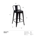 Kit 6 Banquetas média para bancada Iron Tolix com encosto 61 cm - Preto