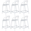 Kit 6 Banquetas média para bancada Master Allegra em Polipropileno 66 cm - Branco