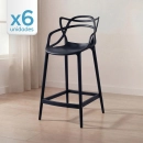 Kit 6 Banquetas média para bancada Master Allegra em Polipropileno 66 cm - Preto