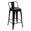 Kit 6 banquetas médias para bancada Iron Tolix com encosto 66 cm – Preto