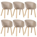 Kit 6 Cadeiras de jantar Cassia com design moderno e assento confortável – Nude