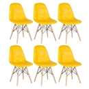 Kit 6 Cadeiras de jantar Charles Eames Eiffel Botonê Estofada - Amarelo