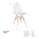 Kit 6 Cadeiras de jantar Charles Eames Eiffel Botonê Estofada - Branco
