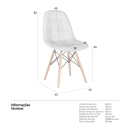 Kit 6 Cadeiras de jantar Charles Eames Eiffel Botonê Estofada - Cinza claro