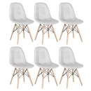 Kit 6 Cadeiras de jantar Charles Eames Eiffel Botonê Estofada - Cinza claro