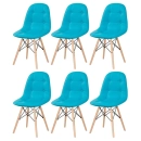 Kit 6 Cadeiras de jantar Charles Eames Eiffel Botonê Estofada - Tiffany
