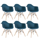 Kit 6 Cadeiras de jantar Charles Eames Eiffel DAW em Polipropileno - Azul petróleo