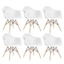 Kit 6 Cadeiras de jantar Charles Eames Eiffel DAW em Polipropileno - Branco