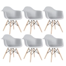 Kit 6 Cadeiras de jantar Charles Eames Eiffel DAW em Polipropileno - Cinza claro
