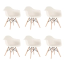 Kit 6 Cadeiras de jantar Charles Eames Eiffel DAW em Polipropileno - Creme