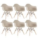 Kit 6 Cadeiras de jantar Charles Eames Eiffel DAW em Polipropileno - Nude