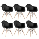 Kit 6 Cadeiras de jantar Charles Eames Eiffel DAW em Polipropileno - Preto