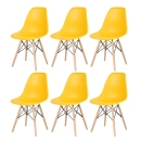 Kit 6 Cadeiras de jantar Charles Eames Eiffel DSW em Polipropileno - Amarelo