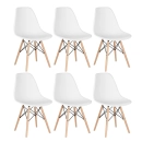 Kit 6 Cadeiras de jantar Charles Eames Eiffel DSW em Polipropileno - Branco