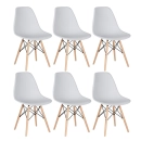 Kit 6 Cadeiras de jantar Charles Eames Eiffel DSW em Polipropileno - Cinza claro