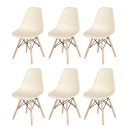 Kit 6 Cadeiras de jantar Charles Eames Eiffel DSW em Polipropileno - Creme