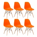Kit 6 Cadeiras de jantar Charles Eames Eiffel DSW em Polipropileno - Laranja