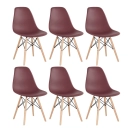 Kit 6 Cadeiras de jantar Charles Eames Eiffel DSW em Polipropileno - Marrom